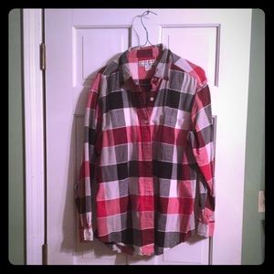 Plaid button down blouse